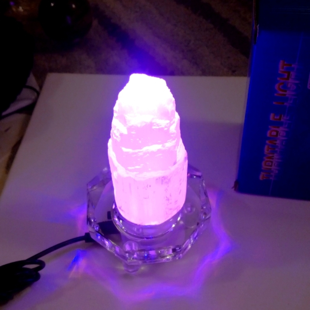 Gorgeous rainbow colors all different colors turntable light with a crystal